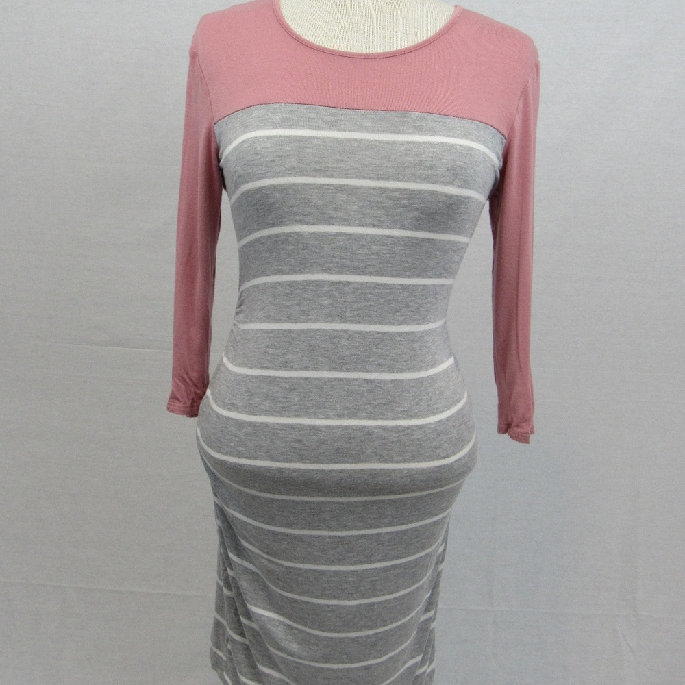Hot Gal Striped long sleeve Maternity Dress